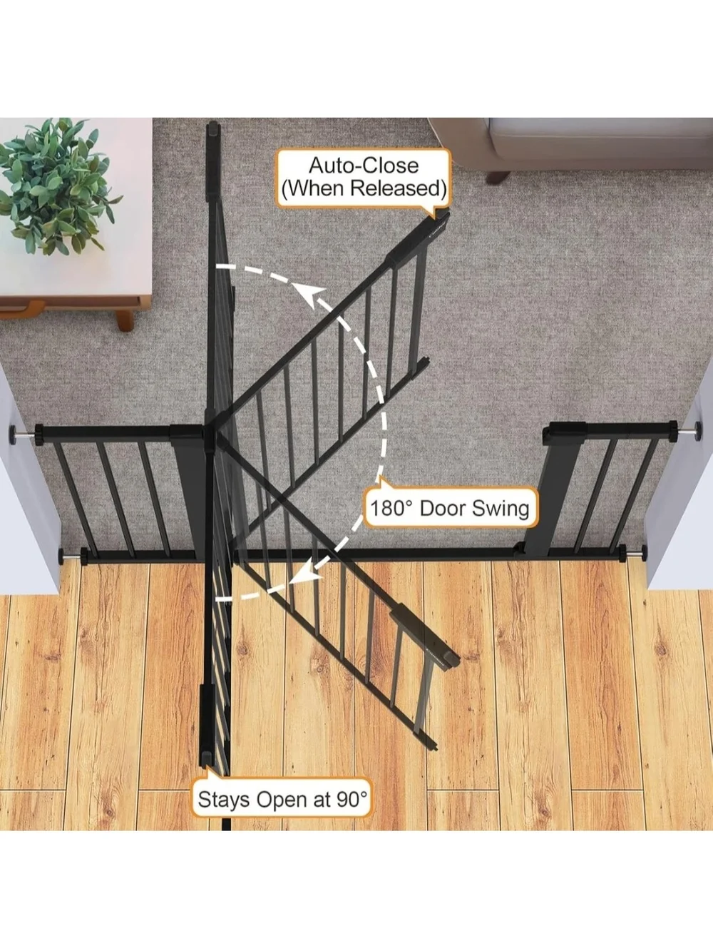 Lock Black Pet Safety Gate for Dogs